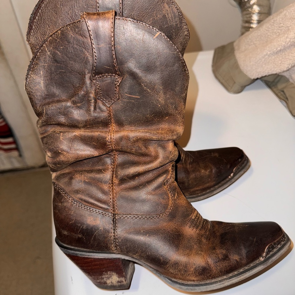 Vintage Brown Leather Cowboy Boots